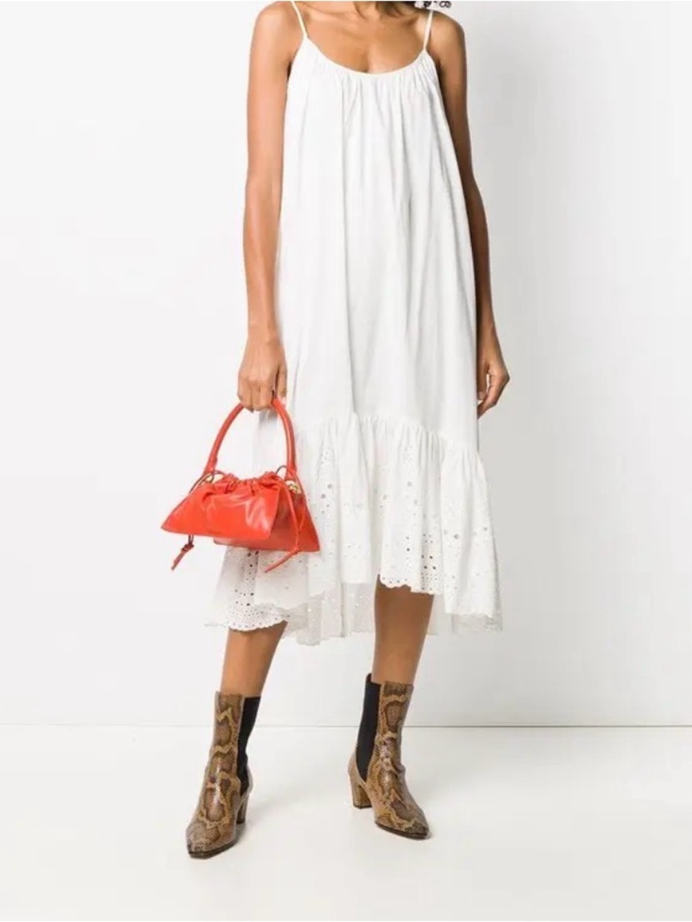 All saints White Eyelet Tiered Midi Skirt